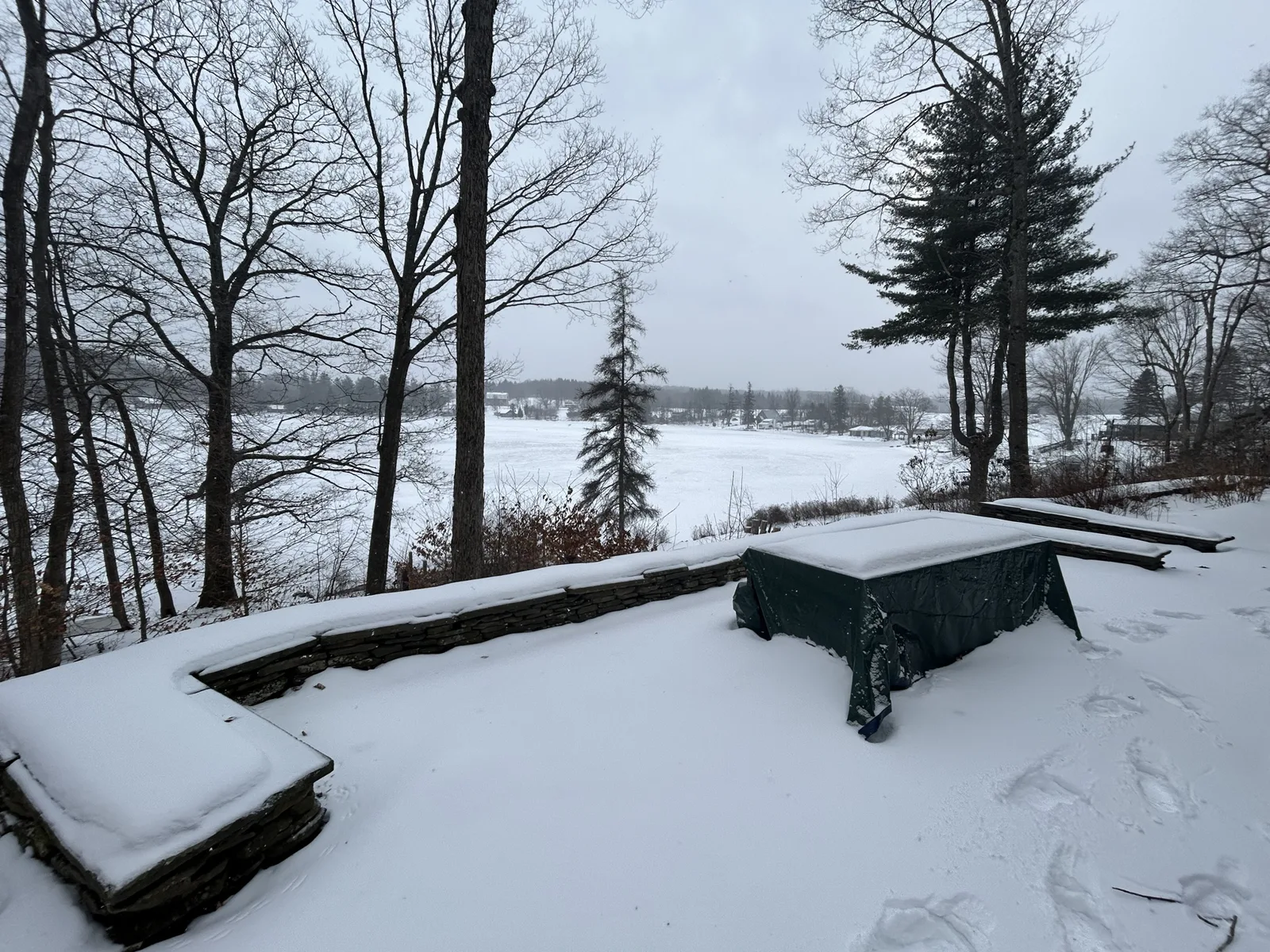 The winter getaway: a frozen lake weekend.